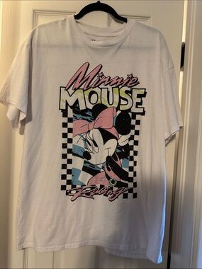 Minnie Mouse Graphic Tee - White with Pink & Black Accents